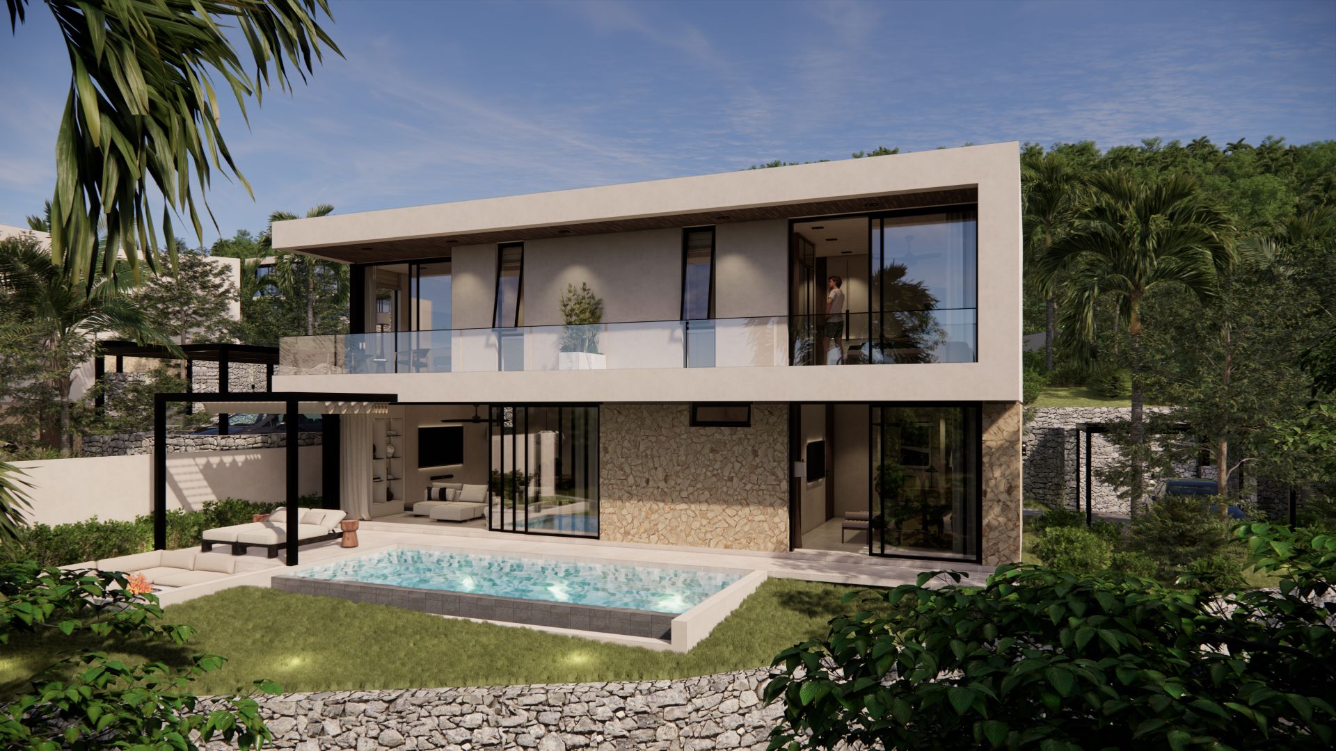 Render de Villa Sangiang frente al mar · Aregulin Estates, Lombok